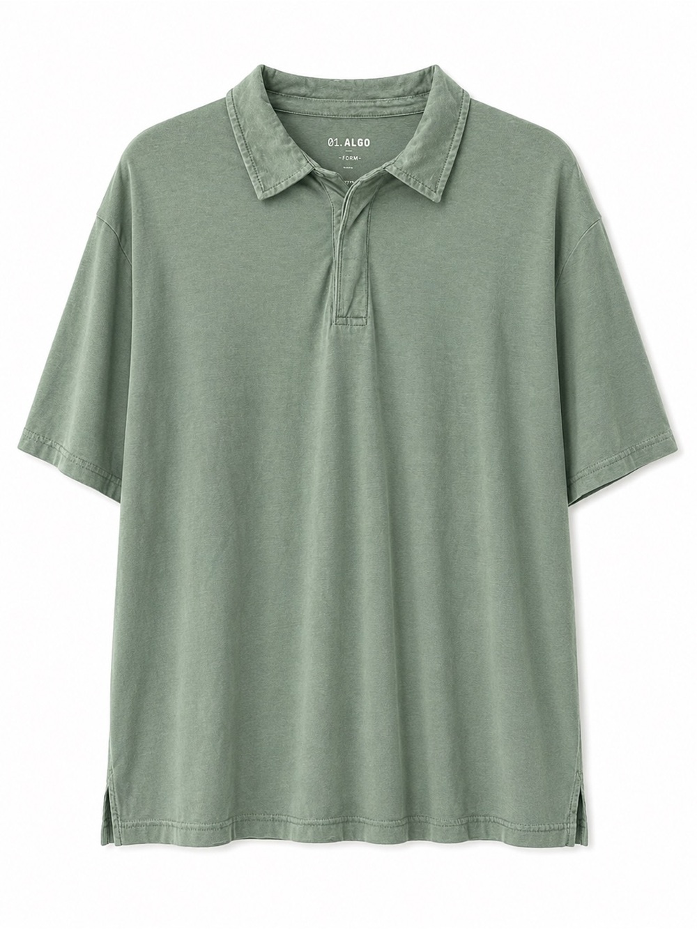 01.ALGO Sage Green Performance Cotton Polo Shirt